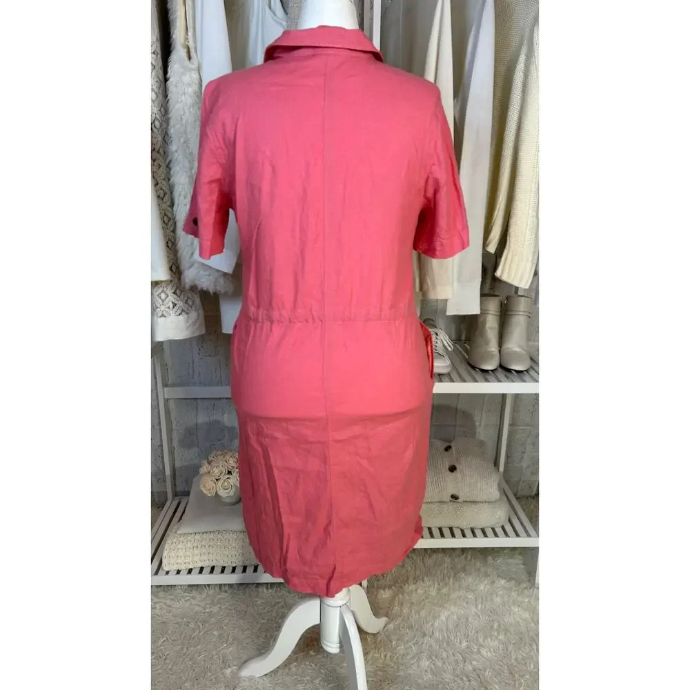 Appleseed’s Women's Size 14 Petite Pink Linen Button Up Shirt Dress #0513 - Picture 6 of 14